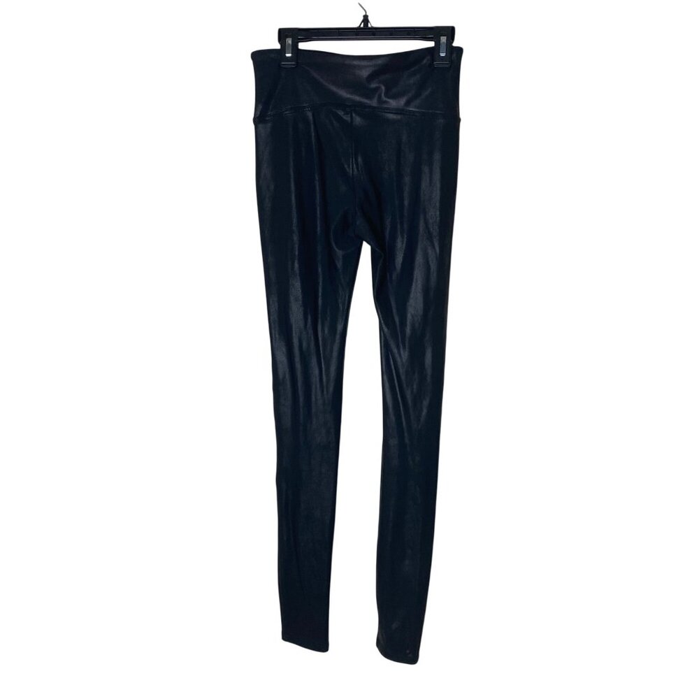 Spanx Black Faux Leather Leggings S • High-Rise Shaping Control • Sleek Fit 2437 - Picture 3 of 10